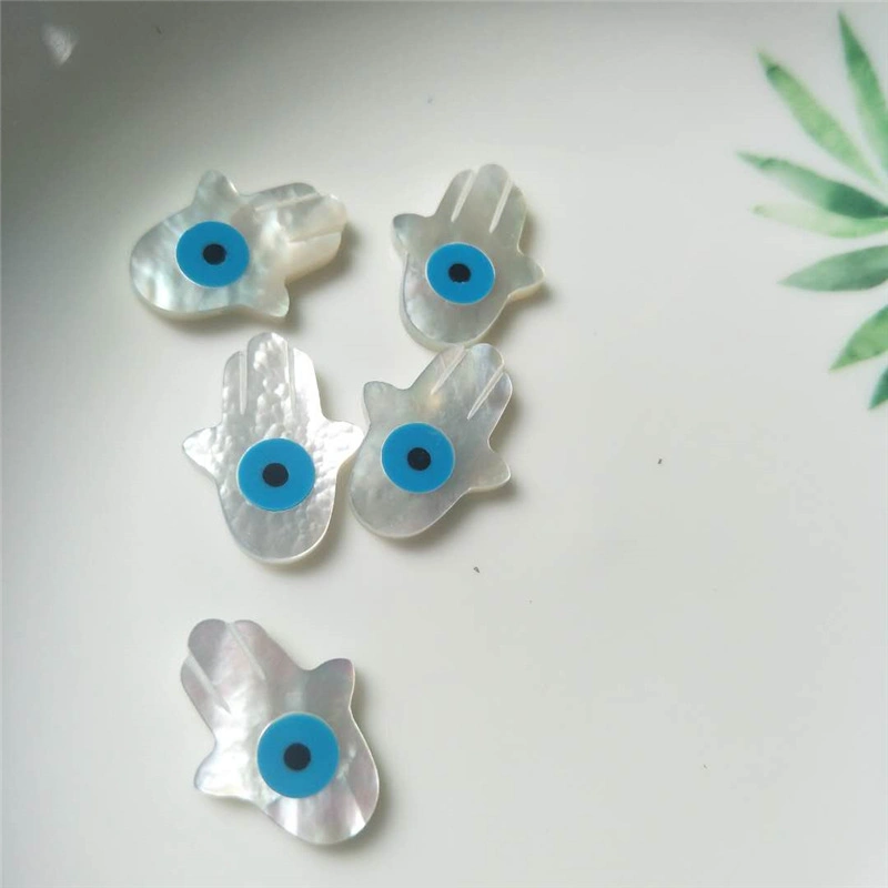 Hot Sale Mother of Pearl Evil Eye Handsa Shape Loose Gemstone for Jewelry Setting