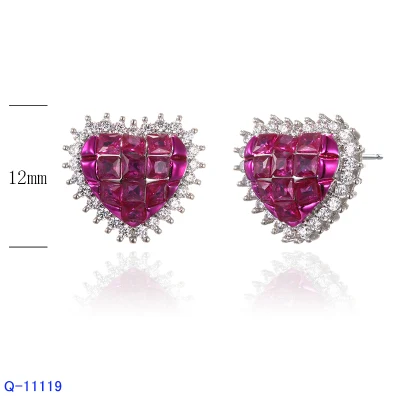 Orecchini a cuore con perno a cerchio in argento sterling 925 di nuovi gioielli di moda di design