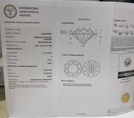 Hpht/CVD con Certificato D