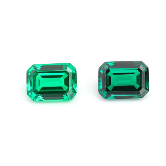 Smeraldo sintetico idrotermale dello Zambia, taglio smeraldo, 8 * 10 mm, creato in laboratorio, prezzo smeraldo per carato
